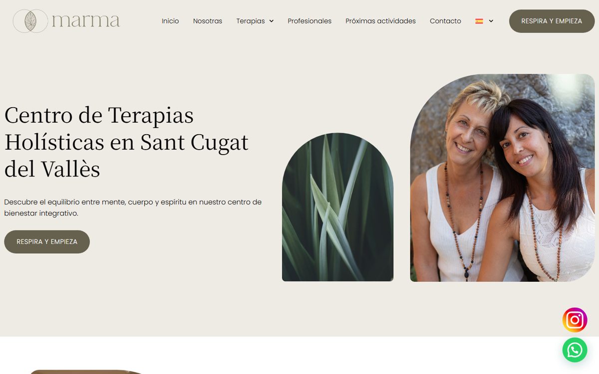 Web de Marma Terapias diseñada por Turipano360